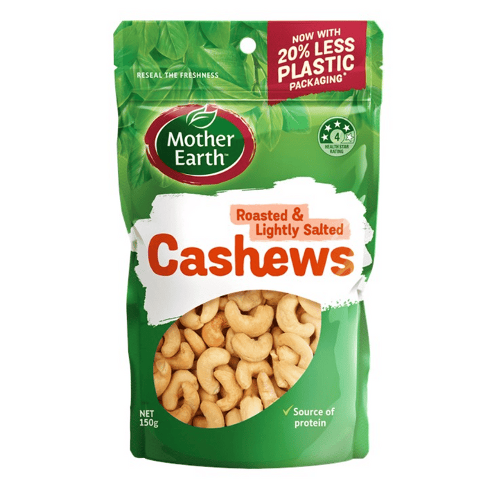 Mother Earth Roasted Cashews 150g | Auckland Grocery Delivery Get Mother Earth Roasted Cashews 150g delivered to your doorstep by your local Auckland grocery delivery. Shop Paddock To Pantry. Convenient online food shopping in NZ | Grocery Delivery Auckland | Grocery Delivery Nationwide | Fruit Baskets NZ | Online Food Shopping NZ Mother Earth Roasted Cashews batch roasted in high oleic sunflower oil and lightly salted. 