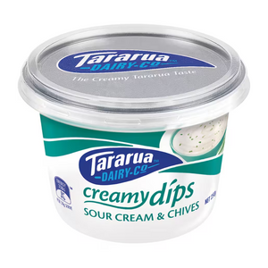 Tararua Sour Cream & Chives Dip | Auckland Grocery Delivery Get Tararua Sour Cream & Chives Dip delivered to your doorstep by your local Auckland grocery delivery. Shop Paddock To Pantry. Convenient online food shopping in NZ | Grocery Delivery Auckland | Grocery Delivery Nationwide | Fruit Baskets NZ | Online Food Shopping NZ Tararua Sour Cream & Chives Dip 250g is a creamy and flavorful delight, perfect for any occasion Delivery free on grocery orders over $150 overnight nationwide