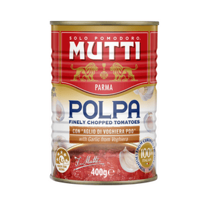 Mutti Polpa With Garlic 400g | Auckland Grocery Delivery Get Mutti Polpa With Garlic 400g delivered to your doorstep by your local Auckland grocery delivery. Shop Paddock To Pantry. Convenient online food shopping in NZ | Grocery Delivery Auckland | Grocery Delivery Nationwide | Fruit Baskets NZ | Online Food Shopping NZ Mutti Polpa With Garlic 400g is a premium blend of finely chopped tomatoes and fragrant garlic. Delivered nationwide overnight with Paddock to Pantry.