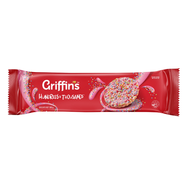 Griffins Hundreds & Thousands Biscuits 200g Shop Griffins Hundreds & Thousands Biscuits at Paddock to Pantry. Shop snacks and biscuits directly to your door.