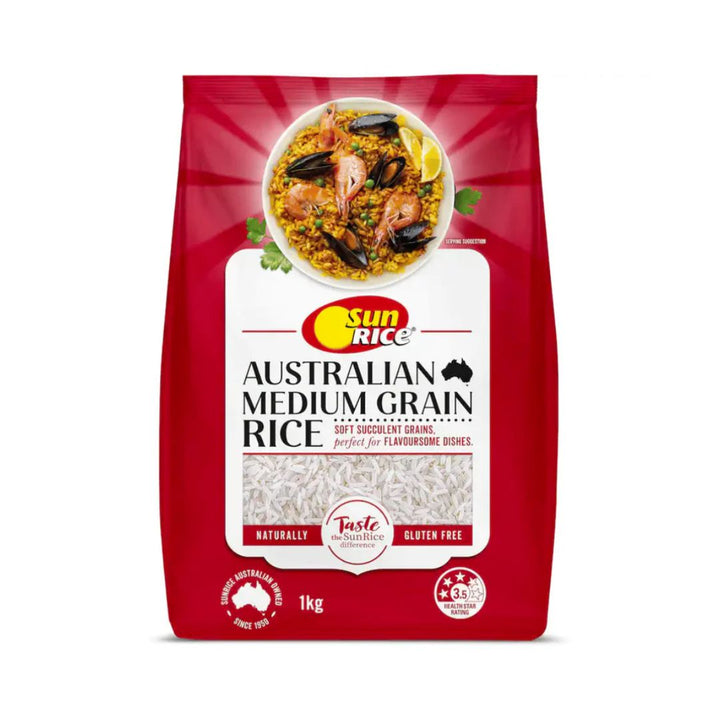 Sun Rice Australian Medium Grain 1kg | Auckland Grocery Delivery Get Sun Rice Australian Medium Grain 1kg delivered to your doorstep by your local Auckland grocery delivery. Shop Paddock To Pantry. Convenient online food shopping in NZ | Grocery Delivery Auckland | Grocery Delivery Nationwide | Fruit Baskets NZ | Online Food Shopping NZ Sun Rice Aus Med Grain 1kg Soft, tender and absorbent grains, perfect for a wide variety of cuisines. Get delivered nationwide.