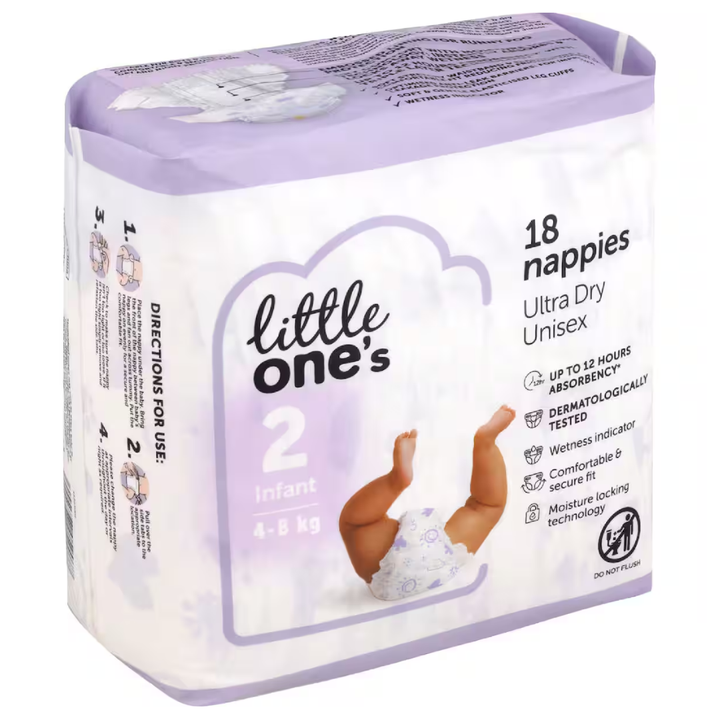 Little Ones Infant Size 2 Nappies 4-8 kg's | Auckland Grocery Delivery Get Little Ones Infant Size 2 Nappies 4-8 kg's delivered to your doorstep by your local Auckland grocery delivery. Shop Paddock To Pantry. Convenient online food shopping in NZ | Grocery Delivery Auckland | Grocery Delivery Nationwide | Fruit Baskets NZ | Online Food Shopping NZ Order Little Ones Infant Nappies Size 2 at Paddock to Pantry – soft, absorbent nappies for babies 4–8kg, delivered fast NZ-wide.