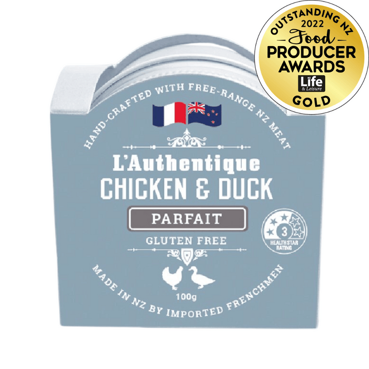 L'Authentique Chicken & Duck Pate | Auckland Grocery Delivery Get L'Authentique Chicken & Duck Pate delivered to your doorstep by your local Auckland grocery delivery. Shop Paddock To Pantry. Convenient online food shopping in NZ | Grocery Delivery Auckland | Grocery Delivery Nationwide | Fruit Baskets NZ | Online Food Shopping NZ Chicken & Duck Parfait is a luxurious, light, and creamy dish, and is Gluten Free. Get it delivered to today with Auckland Grocery Delivery.