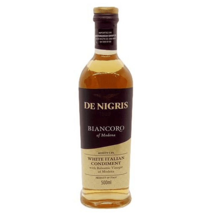 De Nigris White Balsamic 500ml | Auckland Grocery Delivery Get De Nigris White Balsamic 500ml delivered to your doorstep by your local Auckland grocery delivery. Shop Paddock To Pantry. Convenient online food shopping in NZ | Grocery Delivery Auckland | Grocery Delivery Nationwide | Fruit Baskets NZ | Online Food Shopping NZ Sweeter than wine vinegar because of the added grape must, and makes a perfect complement to meat, poultry, and fish. Add this to your next order. 