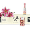 Pretty In Pink Gift Box Send our Pretty In Pink Gift Box anywhere in NZ. Fresh lilies, sparkling rosé and artisan chocolate beautifully presented for any occasion.