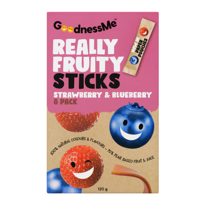 Goodnessme Really Fruity Fruit Sticks Strawberry & Blueberry | Auckland Grocery Delivery Get Goodnessme Really Fruity Fruit Sticks Strawberry & Blueberry delivered to your doorstep by your local Auckland grocery delivery. Shop Paddock To Pantry. Convenient online food shopping in NZ | Grocery Delivery Auckland | Grocery Delivery Nationwide | Fruit Baskets NZ | Online Food Shopping NZ Shop GoodnessMe Really Fruity Fruit Sticks Strawberry & Blueberry online at Paddock to Pantry. Great for lunchboxes and snac