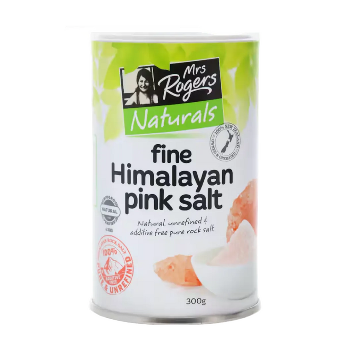 Mrs Rogers Himalayan Pink Salt Fine Canister | Auckland Grocery Delivery Get Mrs Rogers Himalayan Pink Salt Fine Canister delivered to your doorstep by your local Auckland grocery delivery. Shop Paddock To Pantry. Convenient online food shopping in NZ | Grocery Delivery Auckland | Grocery Delivery Nationwide | Fruit Baskets NZ | Online Food Shopping NZ Shop Mrs Rogers Himalayan Pink Salt Fine Canister 300g online at Paddock to Pantry. Fine pink salt perfect for cooking and seasoning.