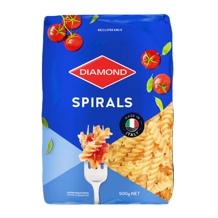Diamond Pasta Spirals 500g | Auckland Grocery Delivery Get Diamond Pasta Spirals 500g delivered to your doorstep by your local Auckland grocery delivery. Shop Paddock To Pantry. Convenient online food shopping in NZ | Grocery Delivery Auckland | Grocery Delivery Nationwide | Fruit Baskets NZ | Online Food Shopping NZ Buy Diamond Spirals 500g online at Paddock to Pantry. Versatile spiral pasta perfect for family dinners, pasta salads, and baked dishes. Grocery Delivery NZ