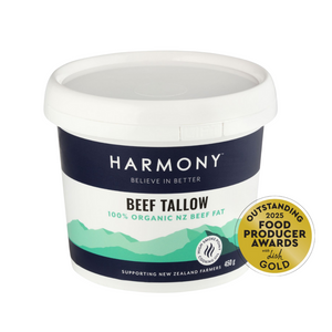 Harmony Beef Tallow 450g | Auckland Grocery Delivery Get Harmony Beef Tallow 450g delivered to your doorstep by your local Auckland grocery delivery. Shop Paddock To Pantry. Convenient online food shopping in NZ | Grocery Delivery Auckland | Grocery Delivery Nationwide | Fruit Baskets NZ | Online Food Shopping NZ Discover the high smoke point of Harmony Organic Beef Tallow — ideal for roasting and frying. A must-try for enhancing any dish. Available online for delivery.