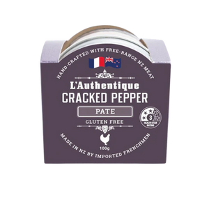 L'authentique Cracked Pepper Pate | Auckland Grocery Delivery Get L'authentique Cracked Pepper Pate delivered to your doorstep by your local Auckland grocery delivery. Shop Paddock To Pantry. Convenient online food shopping in NZ | Grocery Delivery Auckland | Grocery Delivery Nationwide | Fruit Baskets NZ | Online Food Shopping NZ L'authentique Cracked Pepper Pate is perfect for any platter! Gluten and Dairy free as well as delicious, it's sure to be a crowd favourite.