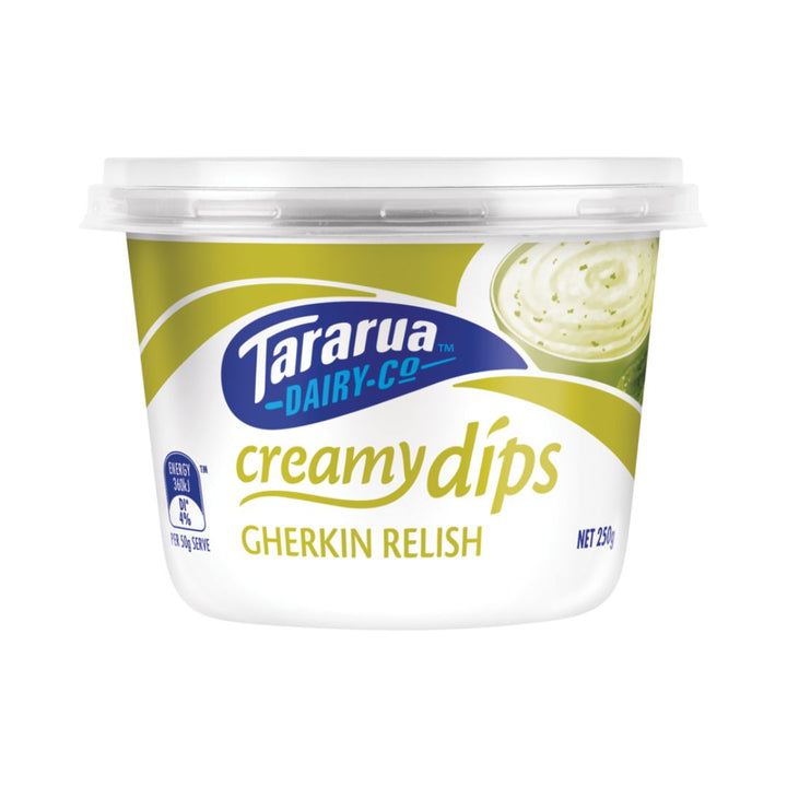 Tararua Creamy Gherkin Relish Dip | Auckland Grocery Delivery Get Tararua Creamy Gherkin Relish Dip delivered to your doorstep by your local Auckland grocery delivery. Shop Paddock To Pantry. Convenient online food shopping in NZ | Grocery Delivery Auckland | Grocery Delivery Nationwide | Fruit Baskets NZ | Online Food Shopping NZ Tararua Creamy Gherkin Relish Dip. Creamy, tangy dip perfect for crackers and platters — shop dips online with convenient NZ grocery delivery.