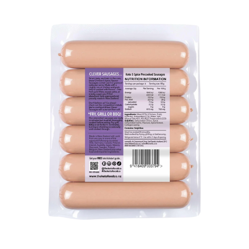 The Keto Food Co Precooked Sausages Chinese Five Spice 6pk | Auckland Grocery Delivery Get The Keto Food Co Precooked Sausages Chinese Five Spice 6pk delivered to your doorstep by your local Auckland grocery delivery. Shop Paddock To Pantry. Convenient online food shopping in NZ | Grocery Delivery Auckland | Grocery Delivery Nationwide | Fruit Baskets NZ | Online Food Shopping NZ 