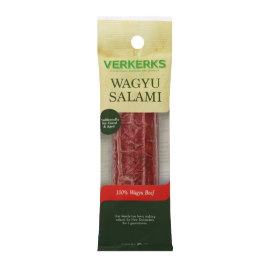 Verkerks Wagyu Salami - 100g | Auckland Grocery Delivery Get Verkerks Wagyu Salami - 100g delivered to your doorstep by your local Auckland grocery delivery. Shop Paddock To Pantry. Convenient online food shopping in NZ | Grocery Delivery Auckland | Grocery Delivery Nationwide | Fruit Baskets NZ | Online Food Shopping NZ Verkerks Salami Sticks