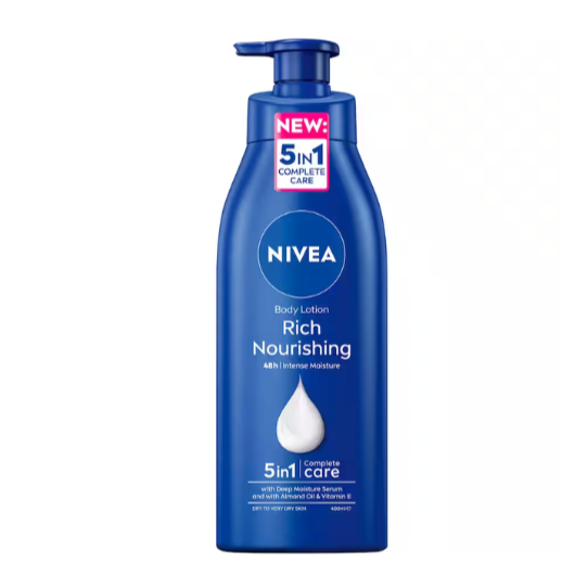 Nivea Rich Nourishing Body Lotion - 400ml | Auckland Grocery Delivery Get Nivea Rich Nourishing Body Lotion - 400ml delivered to your doorstep by your local Auckland grocery delivery. Shop Paddock To Pantry. Convenient online food shopping in NZ | Grocery Delivery Auckland | Grocery Delivery Nationwide | Fruit Baskets NZ | Online Food Shopping NZ Discover the luxurious NIVEA 5in1 Body Lotion. Our patented formula uses the perfect combination of moisturizing ingredients.