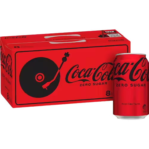 Coca-Cola Zero Sugar Soft Drinks Cans 8 x 330ml | Auckland Grocery Delivery Get Coca-Cola Zero Sugar Soft Drinks Cans 8 x 330ml delivered to your doorstep by your local Auckland grocery delivery. Shop Paddock To Pantry. Convenient online food shopping in NZ | Grocery Delivery Auckland | Grocery Delivery Nationwide | Fruit Baskets NZ | Online Food Shopping NZ 