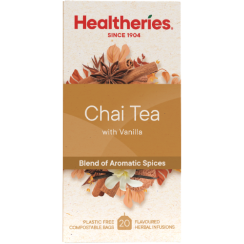 Healtheries Vanilla Chai Tea Bags 20 Pack | Auckland Grocery Delivery Get Healtheries Vanilla Chai Tea Bags 20 Pack delivered to your doorstep by your local Auckland grocery delivery. Shop Paddock To Pantry. Convenient online food shopping in NZ | Grocery Delivery Auckland | Grocery Delivery Nationwide | Fruit Baskets NZ | Online Food Shopping NZ 