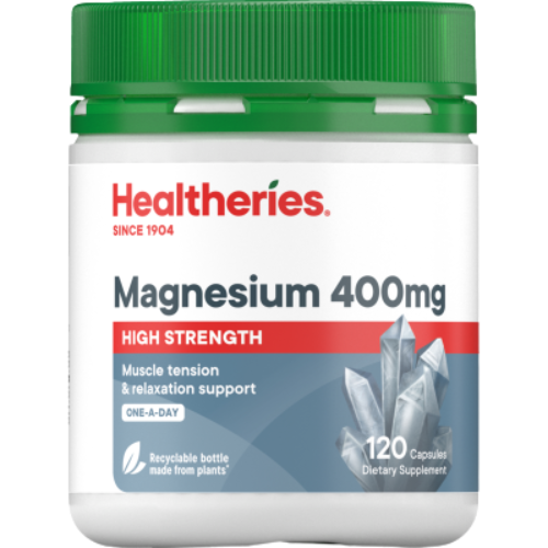Healtheries Magnesium 400mg High Strength One A Day Capsules 120pk | Auckland Grocery Delivery Get Healtheries Magnesium 400mg High Strength One A Day Capsules 120pk delivered to your doorstep by your local Auckland grocery delivery. Shop Paddock To Pantry. Convenient online food shopping in NZ | Grocery Delivery Auckland | Grocery Delivery Nationwide | Fruit Baskets NZ | Online Food Shopping NZ 