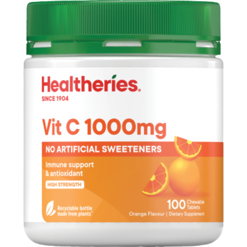 Healtheries Vitamin C 1000mg Orange Flavour Chewable Tablets 100pk | Auckland Grocery Delivery Get Healtheries Vitamin C 1000mg Orange Flavour Chewable Tablets 100pk delivered to your doorstep by your local Auckland grocery delivery. Shop Paddock To Pantry. Convenient online food shopping in NZ | Grocery Delivery Auckland | Grocery Delivery Nationwide | Fruit Baskets NZ | Online Food Shopping NZ 
