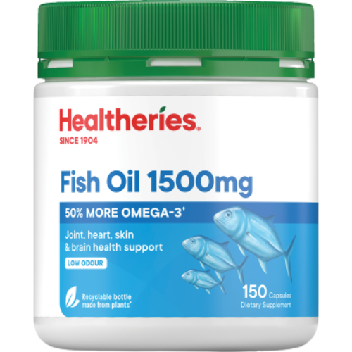 Healtheries Fish Oil 1500mg Capsules 150pk | Auckland Grocery Delivery Get Healtheries Fish Oil 1500mg Capsules 150pk delivered to your doorstep by your local Auckland grocery delivery. Shop Paddock To Pantry. Convenient online food shopping in NZ | Grocery Delivery Auckland | Grocery Delivery Nationwide | Fruit Baskets NZ | Online Food Shopping NZ 