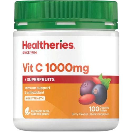 Healtheries Vitamin C + Superfruits 1000mg 100pk | Auckland Grocery Delivery Get Healtheries Vitamin C + Superfruits 1000mg 100pk delivered to your doorstep by your local Auckland grocery delivery. Shop Paddock To Pantry. Convenient online food shopping in NZ | Grocery Delivery Auckland | Grocery Delivery Nationwide | Fruit Baskets NZ | Online Food Shopping NZ 