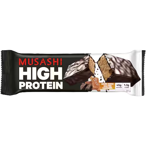 Musashi High Protein Bar Dark Chocolate Salted Caramel 90g | Auckland Grocery Delivery Get Musashi High Protein Bar Dark Chocolate Salted Caramel 90g delivered to your doorstep by your local Auckland grocery delivery. Shop Paddock To Pantry. Convenient online food shopping in NZ | Grocery Delivery Auckland | Grocery Delivery Nationwide | Fruit Baskets NZ | Online Food Shopping NZ 
