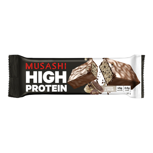 Musashi High Protein Bar Cookies and Cream 90g | Auckland Grocery Delivery Get Musashi High Protein Bar Cookies and Cream 90g delivered to your doorstep by your local Auckland grocery delivery. Shop Paddock To Pantry. Convenient online food shopping in NZ | Grocery Delivery Auckland | Grocery Delivery Nationwide | Fruit Baskets NZ | Online Food Shopping NZ 
