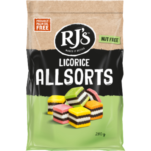 RJ's Licorice Allsorts 280g | Auckland Grocery Delivery Get RJ's Licorice Allsorts 280g delivered to your doorstep by your local Auckland grocery delivery. Shop Paddock To Pantry. Convenient online food shopping in NZ | Grocery Delivery Auckland | Grocery Delivery Nationwide | Fruit Baskets NZ | Online Food Shopping NZ 