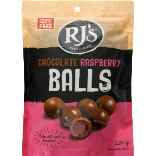 RJ's Chocolate Raspberry Balls 220g | Auckland Grocery Delivery Get RJ's Chocolate Raspberry Balls 220g delivered to your doorstep by your local Auckland grocery delivery. Shop Paddock To Pantry. Convenient online food shopping in NZ | Grocery Delivery Auckland | Grocery Delivery Nationwide | Fruit Baskets NZ | Online Food Shopping NZ 