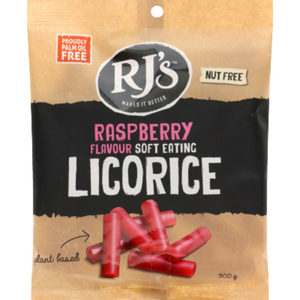 RJ's Raspberry Flavour Soft Eating Licorice 300g | Auckland Grocery Delivery Get RJ's Raspberry Flavour Soft Eating Licorice 300g delivered to your doorstep by your local Auckland grocery delivery. Shop Paddock To Pantry. Convenient online food shopping in NZ | Grocery Delivery Auckland | Grocery Delivery Nationwide | Fruit Baskets NZ | Online Food Shopping NZ 