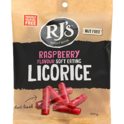 RJ's Raspberry Flavour Soft Eating Licorice 300g | Auckland Grocery Delivery Get RJ's Raspberry Flavour Soft Eating Licorice 300g delivered to your doorstep by your local Auckland grocery delivery. Shop Paddock To Pantry. Convenient online food shopping in NZ | Grocery Delivery Auckland | Grocery Delivery Nationwide | Fruit Baskets NZ | Online Food Shopping NZ 