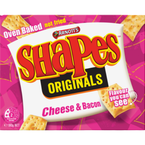 Shapes Cheese & Bacon Crackers 180g | Auckland Grocery Delivery Get Shapes Cheese & Bacon Crackers 180g delivered to your doorstep by your local Auckland grocery delivery. Shop Paddock To Pantry. Convenient online food shopping in NZ | Grocery Delivery Auckland | Grocery Delivery Nationwide | Fruit Baskets NZ | Online Food Shopping NZ 