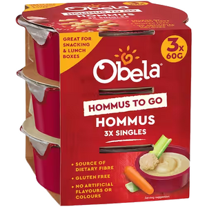 Obela To Go Hummus Smooth Classic Gluten Free - 3 Pack | Auckland Grocery Delivery Get Obela To Go Hummus Smooth Classic Gluten Free - 3 Pack delivered to your doorstep by your local Auckland grocery delivery. Shop Paddock To Pantry. Convenient online food shopping in NZ | Grocery Delivery Auckland | Grocery Delivery Nationwide | Fruit Baskets NZ | Online Food Shopping NZ 