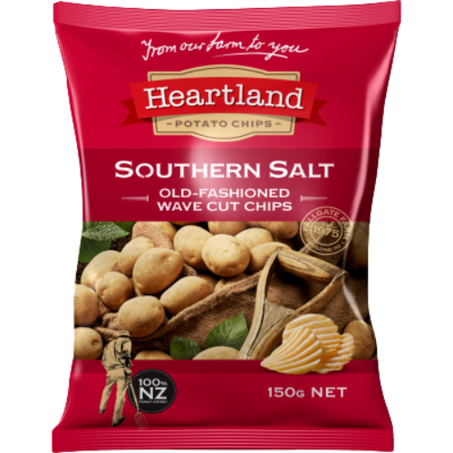 Heartland Southern Salt Old Fashioned Wave Cut Potato Chips 150g | Auckland Grocery Delivery Get Heartland Southern Salt Old Fashioned Wave Cut Potato Chips 150g delivered to your doorstep by your local Auckland grocery delivery. Shop Paddock To Pantry. Convenient online food shopping in NZ | Grocery Delivery Auckland | Grocery Delivery Nationwide | Fruit Baskets NZ | Online Food Shopping NZ 