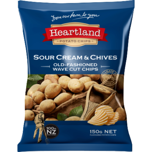 Heartland Sour Cream & Chives Old-Fashioned Wave Cut Chips 150g | Auckland Grocery Delivery Get Heartland Sour Cream & Chives Old-Fashioned Wave Cut Chips 150g delivered to your doorstep by your local Auckland grocery delivery. Shop Paddock To Pantry. Convenient online food shopping in NZ | Grocery Delivery Auckland | Grocery Delivery Nationwide | Fruit Baskets NZ | Online Food Shopping NZ 