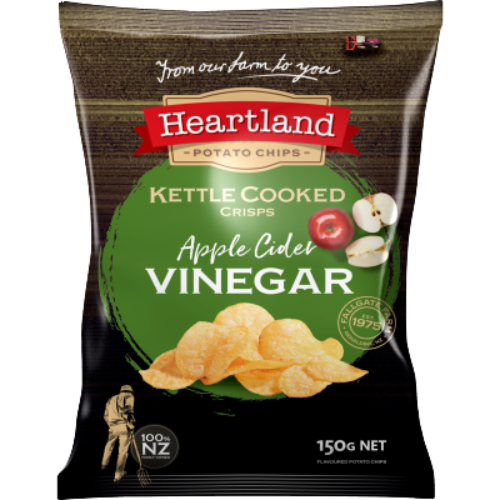 Heartland Premium Kettle Apple Cider Vinegar Potato Chips 150g | Auckland Grocery Delivery Get Heartland Premium Kettle Apple Cider Vinegar Potato Chips 150g delivered to your doorstep by your local Auckland grocery delivery. Shop Paddock To Pantry. Convenient online food shopping in NZ | Grocery Delivery Auckland | Grocery Delivery Nationwide | Fruit Baskets NZ | Online Food Shopping NZ 
