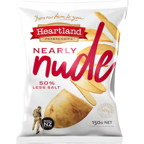 Heartland Chips Nearly Nude Less Salt 150g | Auckland Grocery Delivery Get Heartland Chips Nearly Nude Less Salt 150g delivered to your doorstep by your local Auckland grocery delivery. Shop Paddock To Pantry. Convenient online food shopping in NZ | Grocery Delivery Auckland | Grocery Delivery Nationwide | Fruit Baskets NZ | Online Food Shopping NZ 