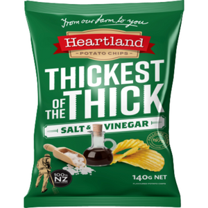 Heartland Thickest of The Thick Salt & Vinegar Potato Chips 140g | Auckland Grocery Delivery Get Heartland Thickest of The Thick Salt & Vinegar Potato Chips 140g delivered to your doorstep by your local Auckland grocery delivery. Shop Paddock To Pantry. Convenient online food shopping in NZ | Grocery Delivery Auckland | Grocery Delivery Nationwide | Fruit Baskets NZ | Online Food Shopping NZ 