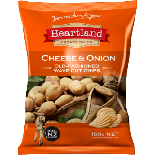 Heartland Cheese & Onion Old-Fashioned Wave Cut Chips 150g | Auckland Grocery Delivery Get Heartland Cheese & Onion Old-Fashioned Wave Cut Chips 150g delivered to your doorstep by your local Auckland grocery delivery. Shop Paddock To Pantry. Convenient online food shopping in NZ | Grocery Delivery Auckland | Grocery Delivery Nationwide | Fruit Baskets NZ | Online Food Shopping NZ 