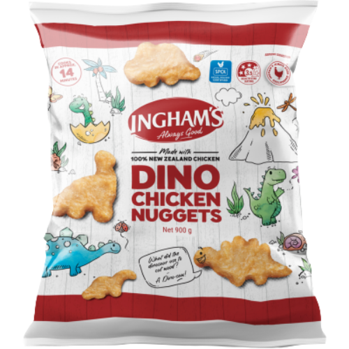 Ingham Tempura Dino Chicken Nuggets 900g | Auckland Grocery Delivery Get Ingham Tempura Dino Chicken Nuggets 900g delivered to your doorstep by your local Auckland grocery delivery. Shop Paddock To Pantry. Convenient online food shopping in NZ | Grocery Delivery Auckland | Grocery Delivery Nationwide | Fruit Baskets NZ | Online Food Shopping NZ 