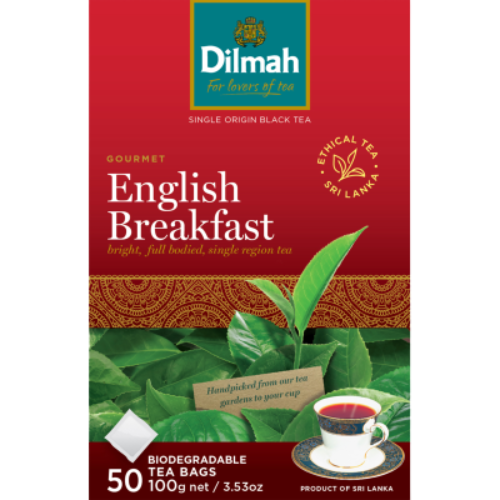 Dilmah English Breakfast Biodegradable Tea Bags 50pk | Auckland Grocery Delivery Get Dilmah English Breakfast Biodegradable Tea Bags 50pk delivered to your doorstep by your local Auckland grocery delivery. Shop Paddock To Pantry. Convenient online food shopping in NZ | Grocery Delivery Auckland | Grocery Delivery Nationwide | Fruit Baskets NZ | Online Food Shopping NZ Enjoy Dilmah English Breakfast Biodegradable Tea Bags with Auckland supermarket delivery & NZ-wide grocery shipping.