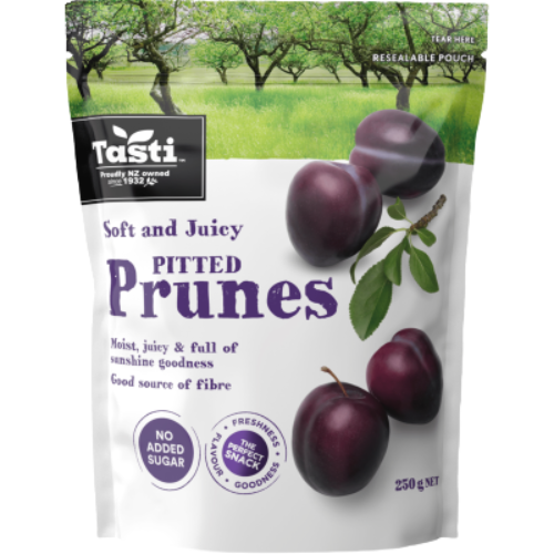 Tasti Ready To Eat Pitted Prunes 250g | Auckland Grocery Delivery Get Tasti Ready To Eat Pitted Prunes 250g delivered to your doorstep by your local Auckland grocery delivery. Shop Paddock To Pantry. Convenient online food shopping in NZ | Grocery Delivery Auckland | Grocery Delivery Nationwide | Fruit Baskets NZ | Online Food Shopping NZ Get your health kick with Tasti Pitted Prunes. Order today for Supermarket Delivery NZ wide