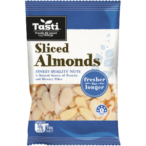 Tasti Sliced Almonds 70g | Auckland Grocery Delivery Get Tasti Sliced Almonds 70g delivered to your doorstep by your local Auckland grocery delivery. Shop Paddock To Pantry. Convenient online food shopping in NZ | Grocery Delivery Auckland | Grocery Delivery Nationwide | Fruit Baskets NZ | Online Food Shopping NZ 