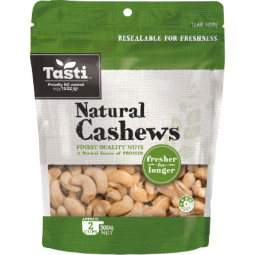 Tasti Natural Cashews 300g | Auckland Grocery Delivery Get Tasti Natural Cashews 300g delivered to your doorstep by your local Auckland grocery delivery. Shop Paddock To Pantry. Convenient online food shopping in NZ | Grocery Delivery Auckland | Grocery Delivery Nationwide | Fruit Baskets NZ | Online Food Shopping NZ Buy Tasti Natural Cashews with fresh grocery delivery NZ and Auckland supermarket delivery.