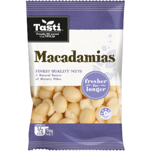 Tasti Macadamias 70g | Auckland Grocery Delivery Get Tasti Macadamias 70g delivered to your doorstep by your local Auckland grocery delivery. Shop Paddock To Pantry. Convenient online food shopping in NZ | Grocery Delivery Auckland | Grocery Delivery Nationwide | Fruit Baskets NZ | Online Food Shopping NZ 
