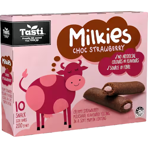 Tasti Milkies Cake Bars Choc Strawberry 10pk 200g | Auckland Grocery Delivery Get Tasti Milkies Cake Bars Choc Strawberry 10pk 200g delivered to your doorstep by your local Auckland grocery delivery. Shop Paddock To Pantry. Convenient online food shopping in NZ | Grocery Delivery Auckland | Grocery Delivery Nationwide | Fruit Baskets NZ | Online Food Shopping NZ 