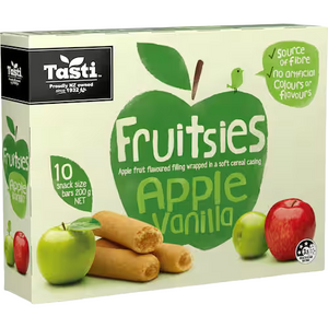 Tasti Fruitsies Fruit Sticks Apple & Vanilla 10pk 200g | Auckland Grocery Delivery Get Tasti Fruitsies Fruit Sticks Apple & Vanilla 10pk 200g delivered to your doorstep by your local Auckland grocery delivery. Shop Paddock To Pantry. Convenient online food shopping in NZ | Grocery Delivery Auckland | Grocery Delivery Nationwide | Fruit Baskets NZ | Online Food Shopping NZ 