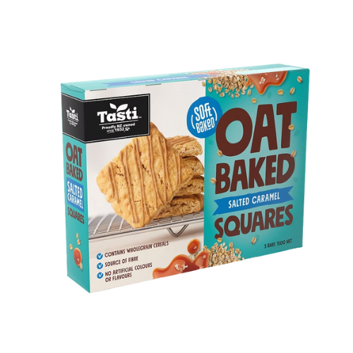Tasti Oat Baked Squares Salted Caramel 5pk 150g | Auckland Grocery Delivery Get Tasti Oat Baked Squares Salted Caramel 5pk 150g delivered to your doorstep by your local Auckland grocery delivery. Shop Paddock To Pantry. Convenient online food shopping in NZ | Grocery Delivery Auckland | Grocery Delivery Nationwide | Fruit Baskets NZ | Online Food Shopping NZ 