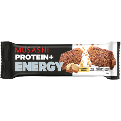 Musashi Banana Bread Protein Plus Energy Bar 58g | Auckland Grocery Delivery Get Musashi Banana Bread Protein Plus Energy Bar 58g delivered to your doorstep by your local Auckland grocery delivery. Shop Paddock To Pantry. Convenient online food shopping in NZ | Grocery Delivery Auckland | Grocery Delivery Nationwide | Fruit Baskets NZ | Online Food Shopping NZ 