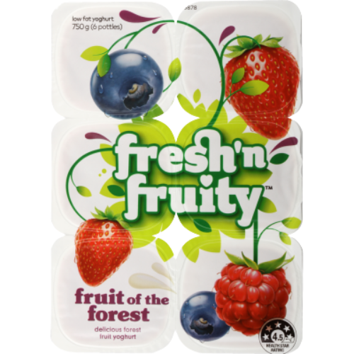 Fresh 'n Fruity Fruit of the Forest Yoghurt 6 x 125g | Auckland Grocery Delivery Get Fresh 'n Fruity Fruit of the Forest Yoghurt 6 x 125g delivered to your doorstep by your local Auckland grocery delivery. Shop Paddock To Pantry. Convenient online food shopping in NZ | Grocery Delivery Auckland | Grocery Delivery Nationwide | Fruit Baskets NZ | Online Food Shopping NZ 