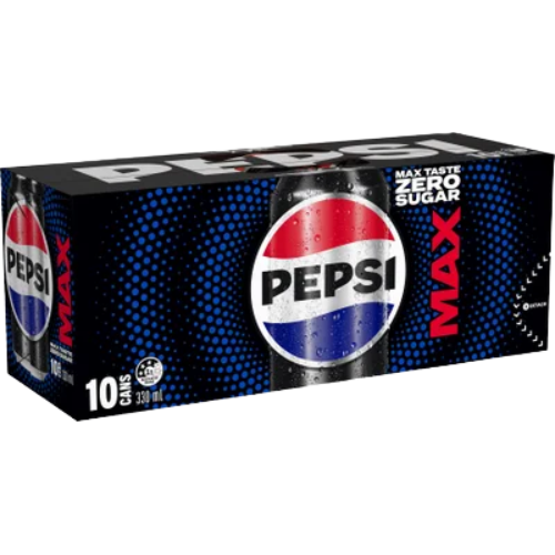 Pepsi Max Zero Sugar Soft Drink Cans 10 x 330mL | Auckland Grocery Delivery Get Pepsi Max Zero Sugar Soft Drink Cans 10 x 330mL delivered to your doorstep by your local Auckland grocery delivery. Shop Paddock To Pantry. Convenient online food shopping in NZ | Grocery Delivery Auckland | Grocery Delivery Nationwide | Fruit Baskets NZ | Online Food Shopping NZ 